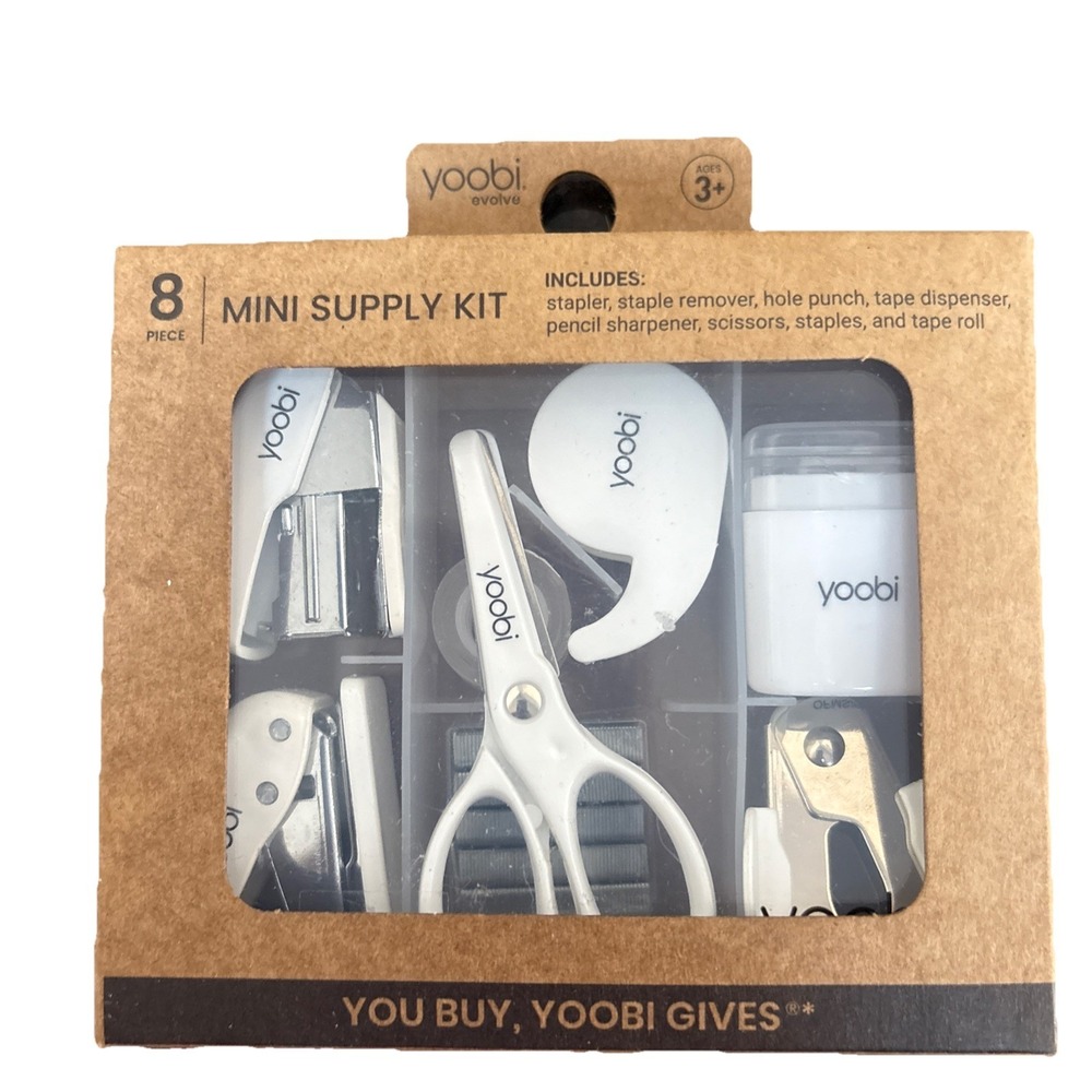 The Yoobi Mini 8 Piece Supply Kit in White must-have for any desk or workspace.
